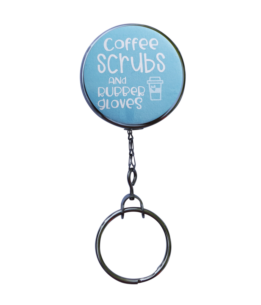 YAZMEEN Coffee Retractable Badge Reel and Keychain Set No Coffee