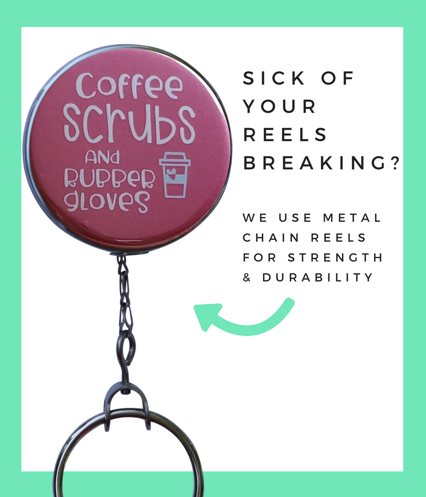 Pink Coffee & Scrubs Retractable ID Badge Reel – Jularoo Designs