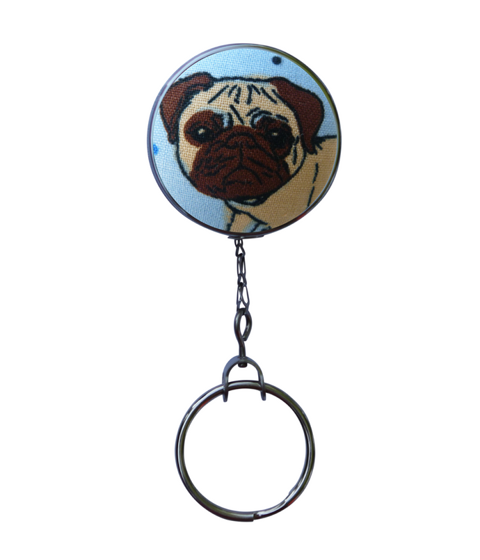 Retractable ID Badge Reel - Skater Pug Dog