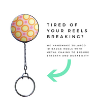 Pink and Yellow Polka Dot Retractable ID Badge Reel