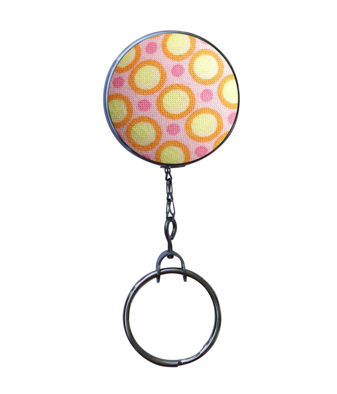 Pink and Yellow Polka Dot Retractable ID Badge Reel