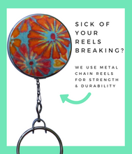 Colorful Orange and Red Flowered Retractable ID Badge Reel