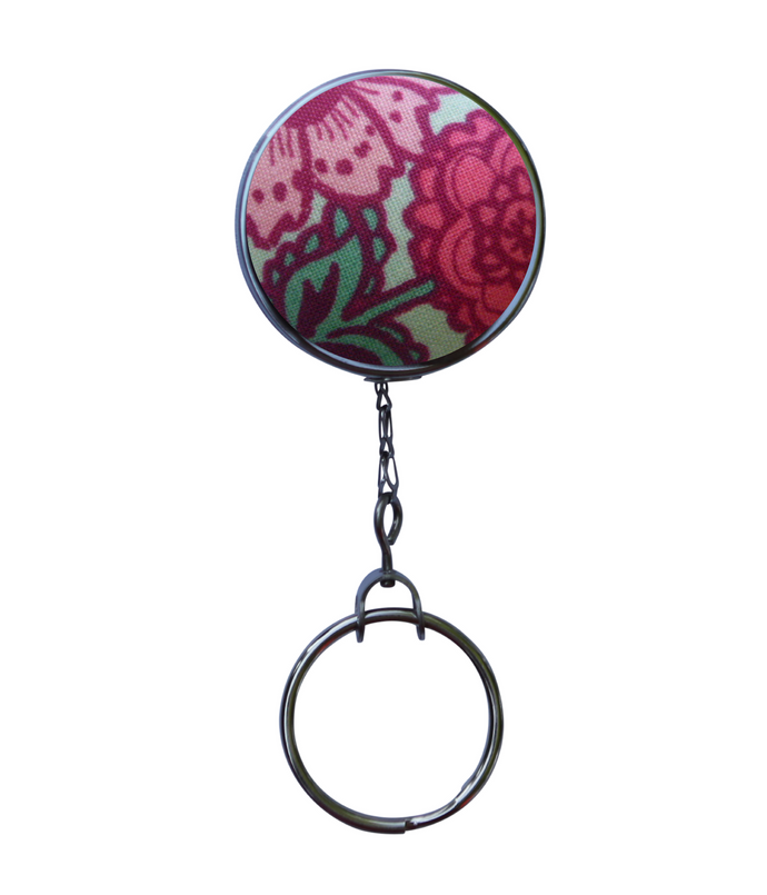 Seafoam Flowers Retractable ID Badge Reel