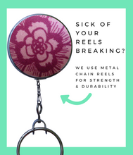 Large Pink Flower Retractable ID Badge Reel