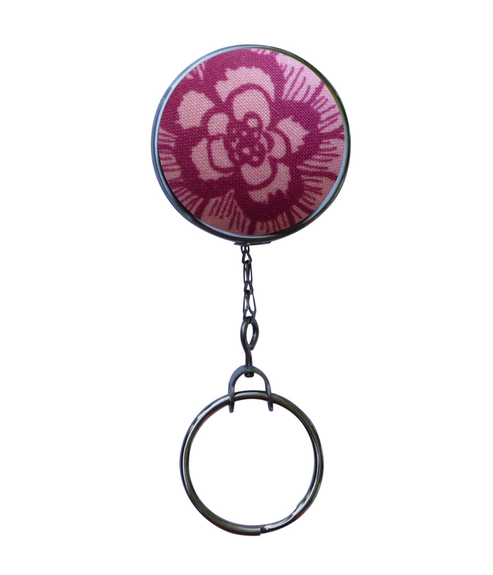 Large Pink Flower Retractable ID Badge Reel