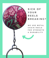 Seafoam Flowers Retractable ID Badge Reel