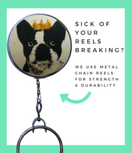 Retractable ID Badge Reel - French Bulldog Wearing Crown