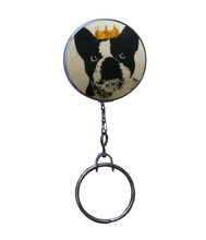 Retractable ID Badge Reel - French Bulldog Wearing Crown