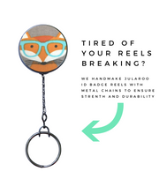 Fox with Turquoise Glasses Retractable ID Badge Reel