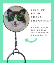 Funny Cat With Green Glasses Retractable ID Badge Reel