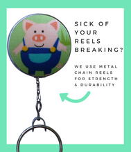 Blue Little Pig Retractable ID Badge Reel