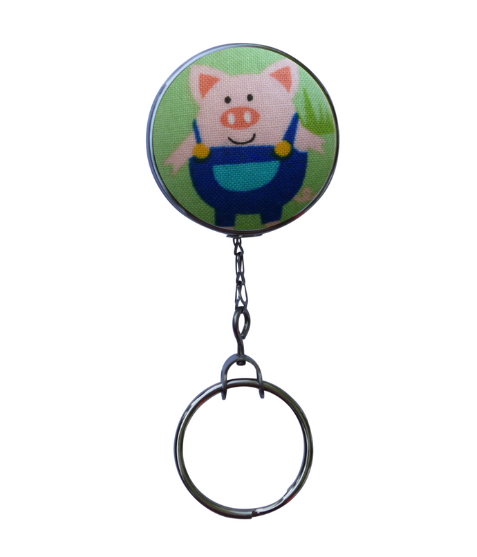 Blue Little Pig Retractable ID Badge Reel
