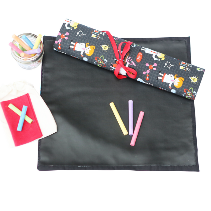 Girl Power Scientist Travel Chalkboard Mat for Creative Kids