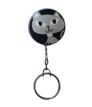 Grey Cat Print Retractable ID Badge Reel