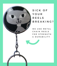 Grey Cat Print Retractable ID Badge Reel