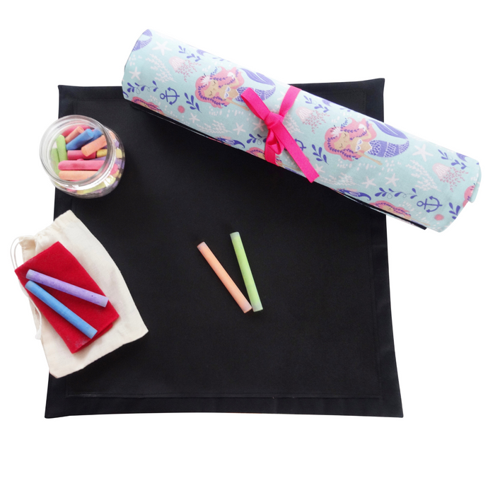 Mermaid Travel Chalkboard Mat for Creative Kids