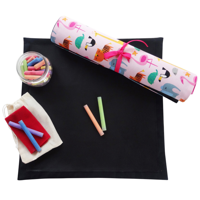 Pink Animals Travel Chalkboard Mat for Creative Kids