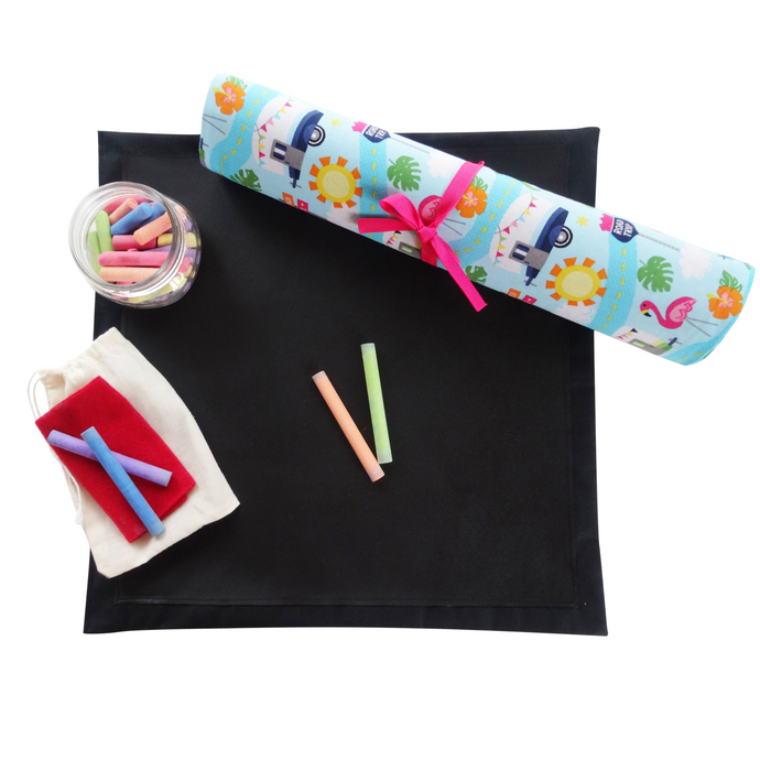 Pink Flamingo Roadtrip Travel Chalkboard Mat for Creative Kids