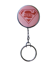 Pink Super Nurse Retractable ID Badge Reel
