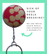 Japanese Pink Linen Fabric Office ID Badge Reel