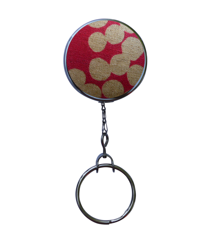 Japanese Pink Linen Fabric Office ID Badge Reel