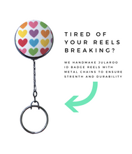 Retractable ID Badge Reel - Rainbow With Mini Love Hearts