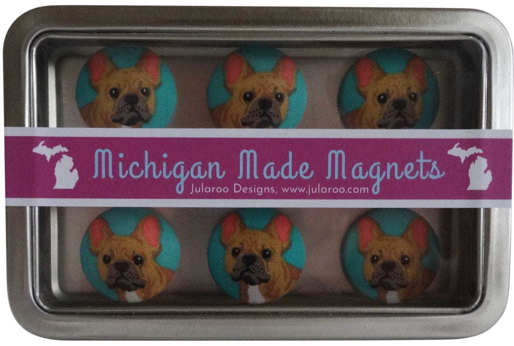 Turquoise Frenchie Dog Magnets Set of 6