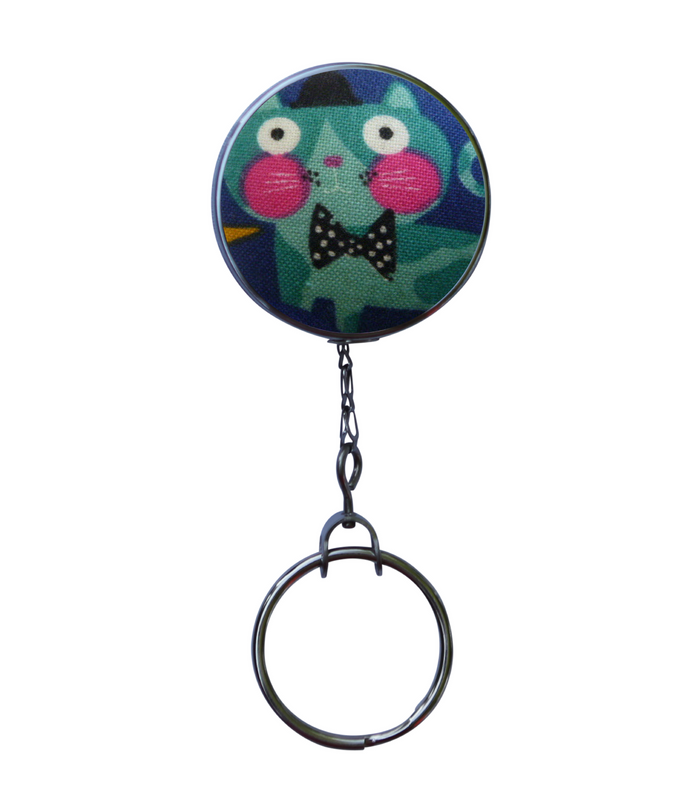 Retractable ID Badge Reel - Turquoise Jazz Cat