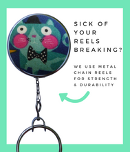 Retractable ID Badge Reel - Turquoise Jazz Cat
