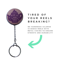 Retractable ID Badge Reel - "We're All Mad Here" Pink