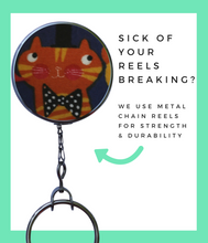 Orange Jazz Cat Retractable ID Badge Reel