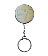 Yellow "Love" Stethoscope Retractable ID Badge Reel
