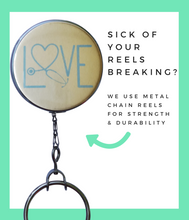 Yellow "Love" Stethoscope Retractable ID Badge Reel