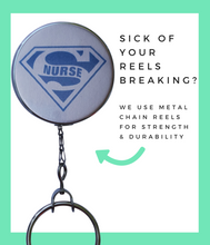 Blue Super Nurse Retractable ID Badge Reel