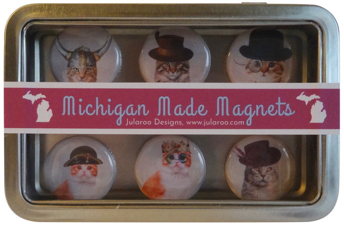 Steampunk Funky Cats Magnets Set of 6