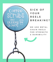 Light Blue Coffee & Scrubs Retractable ID Badge Reel