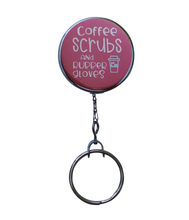 Pink Coffee & Scrubs Retractable ID Badge Reel