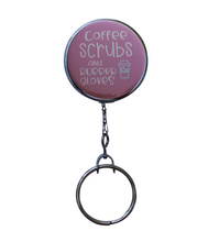 Violet Coffee & Scrubs Retractable ID Badge Reel