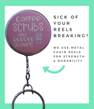 Violet Coffee & Scrubs Retractable ID Badge Reel