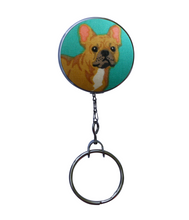 Retractable ID Badge Reel - Turquoise Frenchie Dog