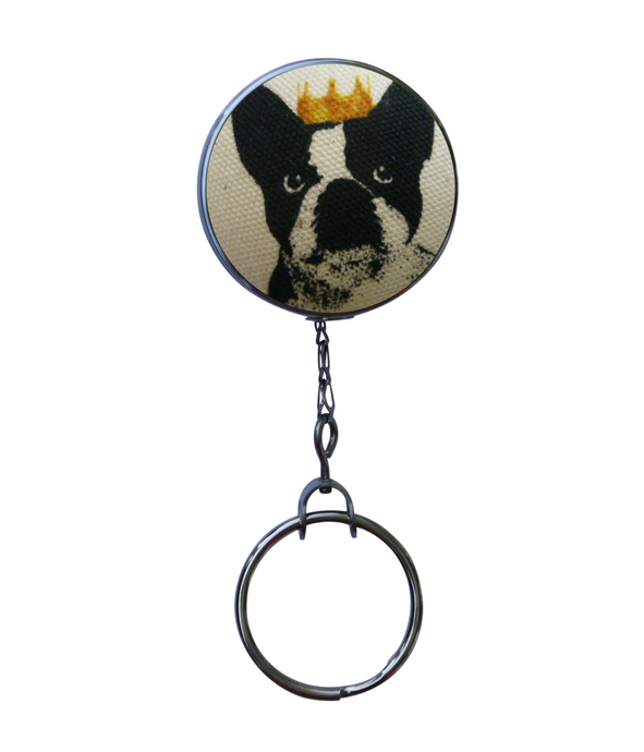 Retractable ID Badge Reel - French Bulldog Wearing Crown