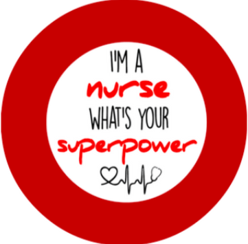 The Badge Shack Im a Nurse Whats Your SuperPower Pink - Name Badge
