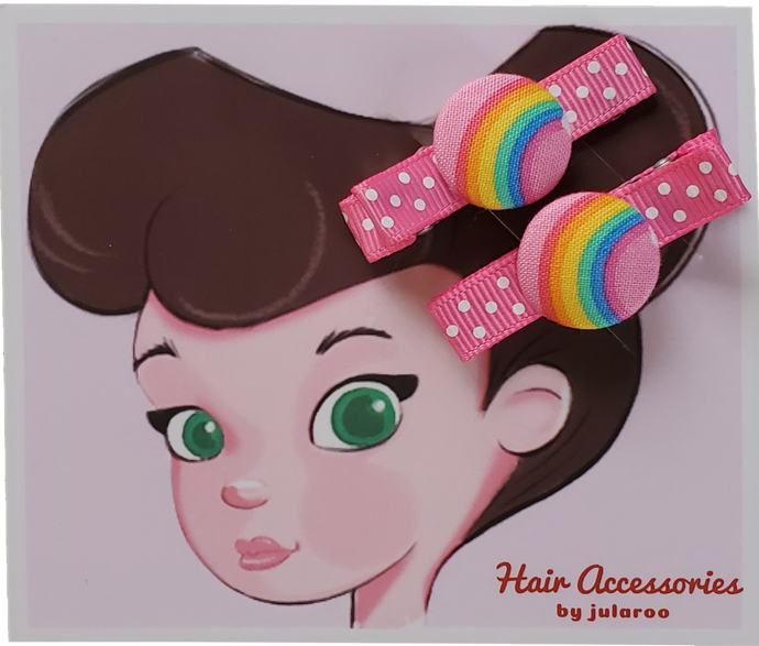 Pink Rainbow Hair Clips