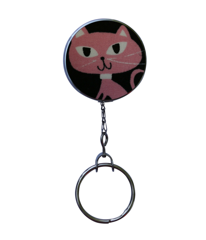 Retractable ID Badge Reel - Pink Cat
