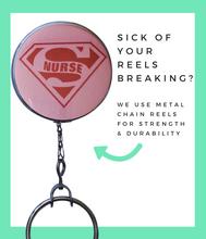 Pink Super Nurse Retractable ID Badge Reel