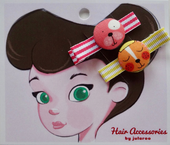 Pink and Yellow Cat Hair Clips