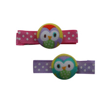 Purple and Turquoise Owl Hair Clips