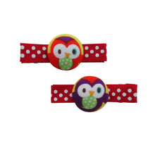 Red and Purple Owl Hair Clips