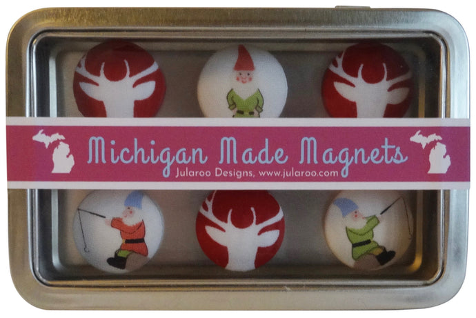 Holiday Reindeer and Christmas Elf Magnets Set of 6