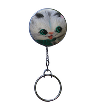 Retractable ID Badge Reel - Retro Cat With Green Scarf